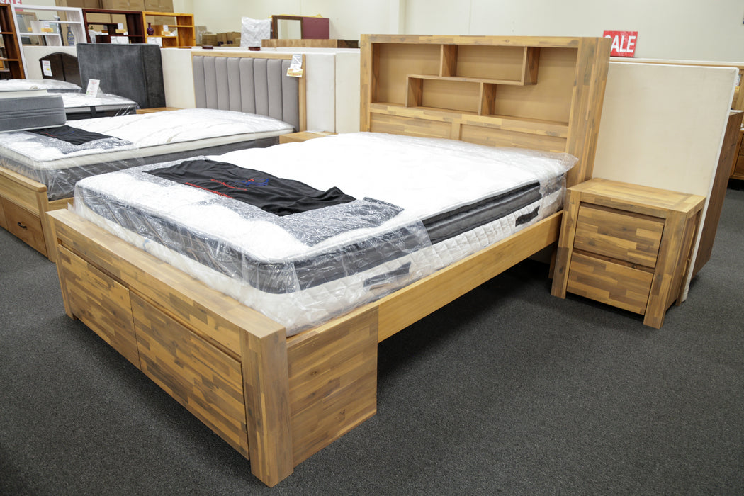 Malaga Queen Bed with 2 Bedend Drawers