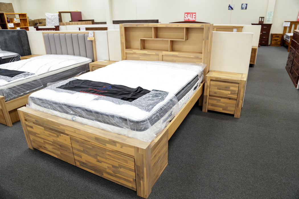 Malaga Queen Bed with 2 Bedend Drawers