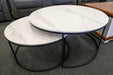 Nola Coffee Table Set 2 Pcs (Marble Top with Black Metal Base) - Direct Furniture Warehouse